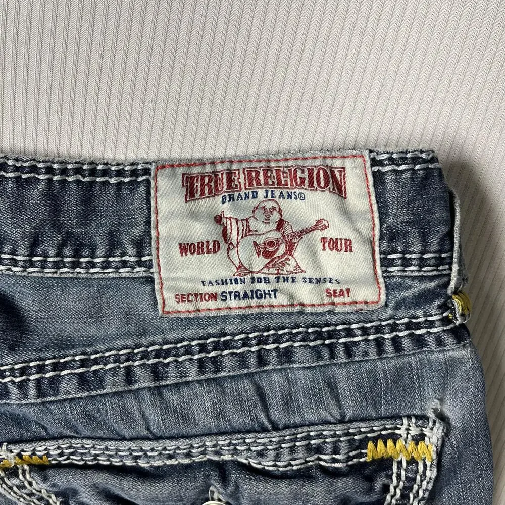 True Religion Section Straight Jeans Mens 36x31 Blue Denim Straight Leg